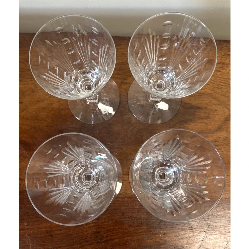 4 Libby Elegant Glass Lucerne Art Deco 7 3/8” Wine Water Glass NYC Skyscraper